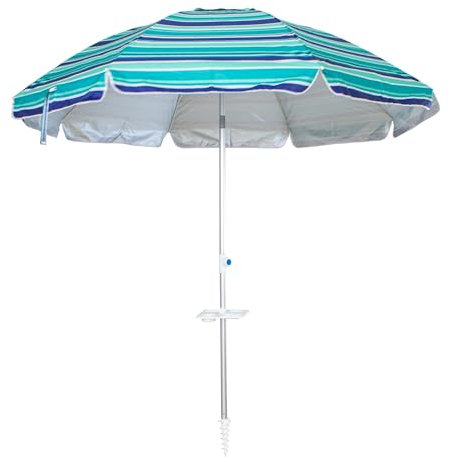 GARDENIA Ombrellone da Spiaggia Maiori Ø240 cm – Struttura in Alluminio, Telo Anti UV, Snodo Zincato, Stecche in Fibra di Vetro, Base a Trivella, Sacca con Tracolla