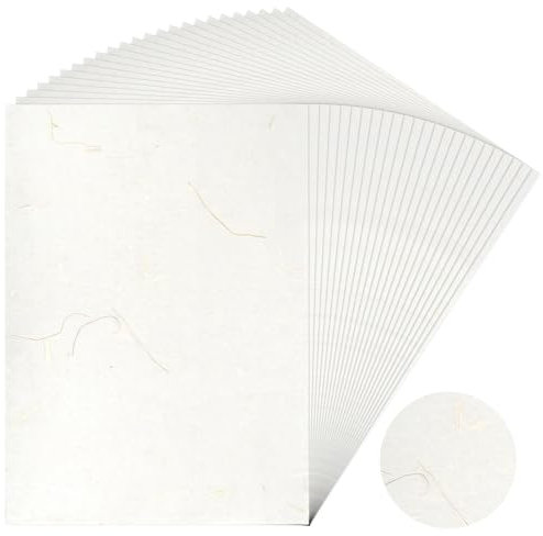 A4-Reispapier, 50 Blatt, natürliche Pflanzenfasern, strukturiert, bedruckbar, Washi-Papier zum Basteln, Schreiben, Malen, Geschenkverpackung, Kartenherstellung (Elfenbein-Stroh)