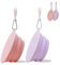GOZINA Collapsible Dog Bowl with Cover and Bottle Carabiner, 2 Pack One-piece Molded No Crack Silicone Travel Dog Bowl - Portable Mini Pet Food & Water Travel Bowl for Little Pet (Pink+Purple)