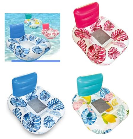 OISE ART STORE Trade Shop 628532 - Sillón con respaldo hinchable flotante para piscina o playa, 140 x 115 cm