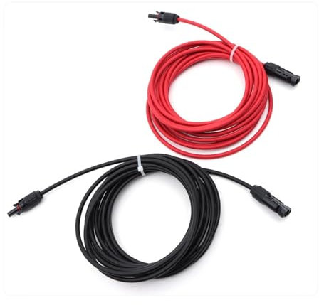 AIRUIXI Cable Solar Cable de extensión for Panel Solar (1 par, 6 m, 4 m, 1000 V, 1500 V CC, Conector Solar Rojo y Negro)(6mm2 2m)