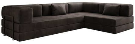 Luxusbetten24 Designer Sofa Lazy L in Samt Dunkelbraun Rechts