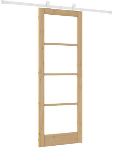 Porta Scorrevole vidaXL con Set Hardware 'ORKDAL'Legno Massello e Vetro