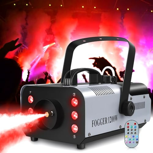 1200 W RGB-Nebelmaschine, 6 bunte LED-Lichter für Rauchmaschine, Innen- und Außenbereich, perfekt für Weihnachten, Hochzeit, Bühneneffekt, DJ, Disco, Party, Bühne