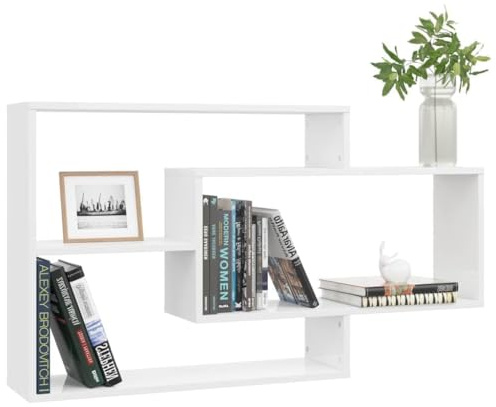 Frdhee Hängeregal Wandregal Schweberegal,Wandregale Hochglanz-Weiß Schweberegal 104x20x58,5 cm Holzwerkstoff Bücherregal,Regalbrett für Bilderrahmen,Bücher,Wohnzimmer,Schlafzimmer,Flur