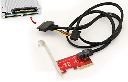 KALEA-INFORMATIQUE PCIe x4 Controller-Karte für U.2 NVMe SSDs (U2 68Pin SFF-8639) mit 1m Kabel, Low- und High-Profile-Winkel.
