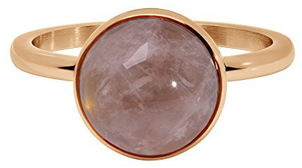 Quiges Acier Inoxydable Rond Rose Rose Quartz Pierre Or Rose Anneau Intérieur 2mm Hauteur pour Collection de Bague Empilage Taille 21mm (66)