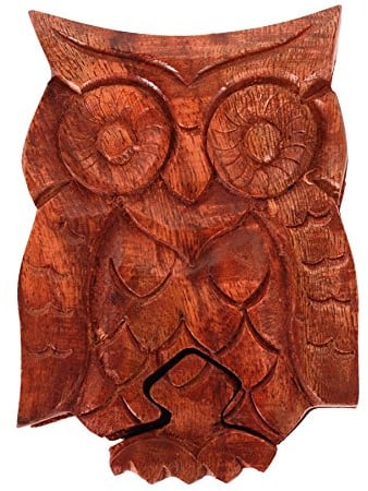 Purpledip Magic 11061 Puzzle-Box Night Owl aus Holz, handgefertigt