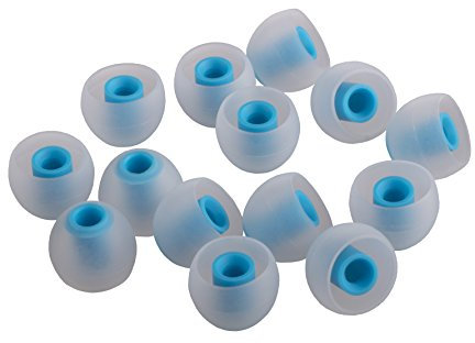 Xcessor (S) 7 Pairs (14 Pieces) of Silicone Replacement In Ear Earphone Small Size Earbuds. Replacement Ear Tips for Popular In-Ear Headphones. Transparent/Blue