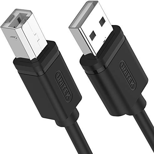 UNITEK Cable USB A a USB B (macho-macho) I 5 metros, estándar USB 2.0, PVC, 28AWG, 100% cobre, color negro I Cable de datos para impresora/impresora compatible con PC y portátil