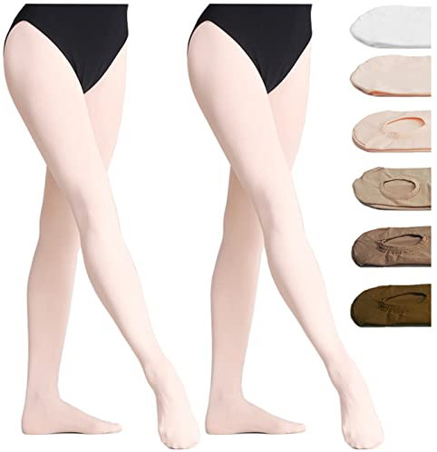DANCEYOU 2 Paare Ballettstrumpfhose Tanzstrumpfhosen für Mädchen Kinder und Damen Rosa kein Loch L