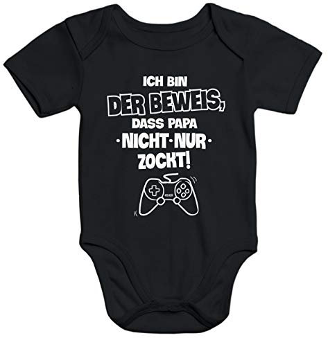 MoonWorks Baby Body Ich Bin der Beweis das Papa Nicht nur zockt Gamer Nerd Zocker Daddeln Baby Body,-3 Monate, Zocker Beweis 2 Schwarz