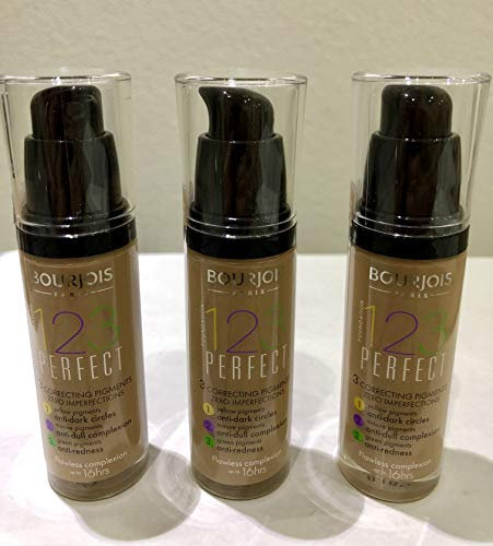 3x Bourjois 123 Perfect Foundation (55 Dark Beige)