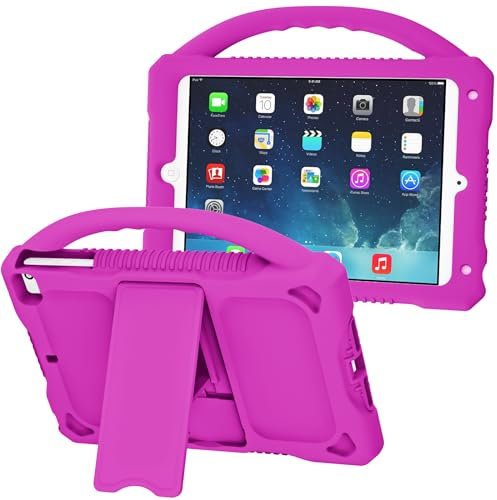 Adocham Funda infantil para iPad Mini 5, 4, 3, 2, 1, duradera, a prueba de golpes, funda de silicona para Apple 7.9 pulgadas niños iPad Mini/Mini 2/Mini 3/Mini 4/Mini 5, funda con agarre (morado)