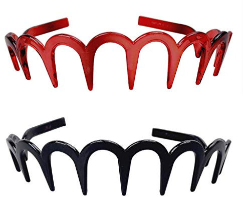 Fodattm Haarreif mit Zick-Zack-Zack-Zack-Haarkamm, Kunststoff, für Damen, Haar-Accessoires, 2 Stück