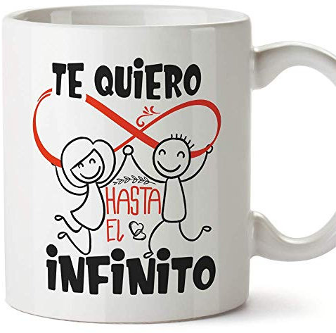 MUGFFINS Taza San Valentín (Te quiero) - te quiero infinito - Regalos Originales y Divertidos de Aniversario para Novios, Enamorados, Pareja...