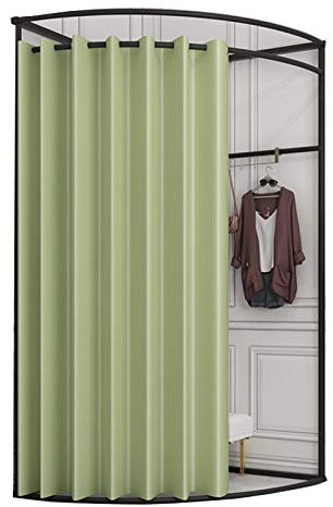 YXYECEIPENO Ankleidezimmer, Eckmontage, einfach beweglich, mit Vorhangschiene, Vorhang mit Gleitring, Büro, Umkleidekabine, 9 Farben, 2 Größen