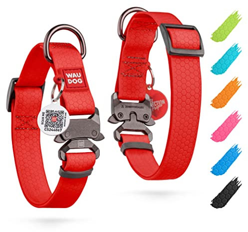 WAUDOG Halsband Hund Wasserfest Verstellbar für Große, Mittelgroße, Kleine Hunde & Welpen - Mit Metall Verschluss