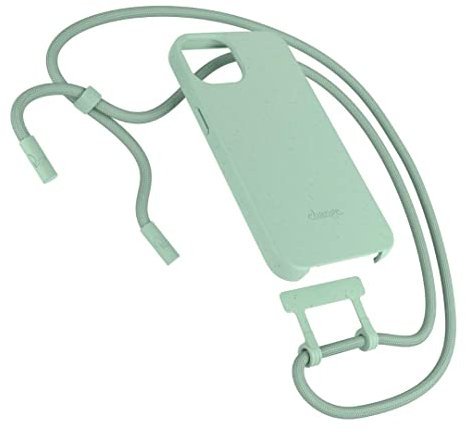 Woodcessories - Nachhaltige Handykette abnehmbar kompatibel mit iPhone 13 Mini Hülle mit Band Mint - antibakteriell, biologisch abbaubar