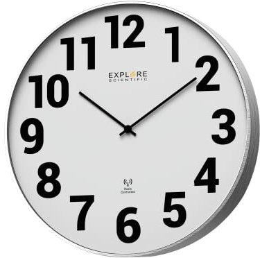 Explore Scientific orologio chic da parete, di design 25cm, metallo bianco | Design contemporaneo, Movimento Preciso, Non Necessita di Regolazione