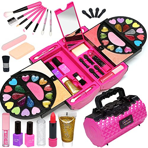 Kit de maquillage pour enfant - Mallette de maquillage pour enfant - Kit de maquillage pour fille - Cadeau d'anniversaire pour Halloween, Noël, anniversaire - Pour filles de 4, 5, 6, 7, 8, 9, 10 à 12