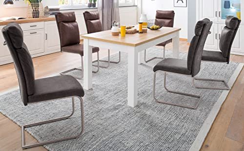 expendio Essgruppe Bruneck 12 Pinie weiß Nb. 160x77x90 cm + Stuhl Picora Varianten Esstisch Esszimmer Tischgruppe, Farbe:grau, Anzahl Stühle:mit 6 Stühlen