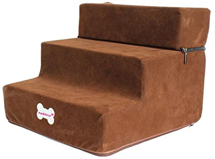 Generico Soft Dog Escaleras Escalera Antideslizante Juguetes de Escalada Cubierta de Cremallera extraíble Suministros escalonada Lavable para Cama, Marron