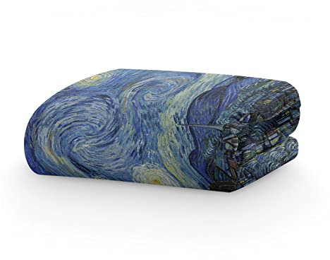PICANOVA – Kuscheldecke 100x70cm – Vincent Van Gogh Starry Night – Decke mit Bild – Premiumqualität Fleecedecke 510g/qm – Unschlagbar Weich Und Gemütlich Fotodecke – Klassische Kunst