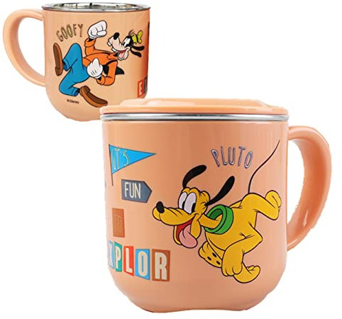 Everyday Delights Pluto & Goofy ABS-Edelstahlbecher mit Deckel, 250 ml