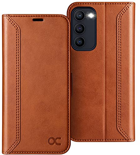 OCASE Retro Hülle für Samsung Galaxy S23 Handyhülle Tasche PU Leder Flip Cover Brieftasche Etui RFID Schutzhülle Lederhülle Klapphülle Kompatibel für Galaxy S23 Braun 6,1 Zoll