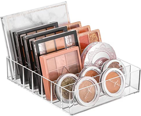 TWUTGAYW Eyeshadow Palette Organizer, Acrylic Makeup Palette Storage Organiser, Clear Skincare Organiser Holder for Vanity Cosmetics Makeup Drawers Contertop Bedroom Cabinet-7 Sections