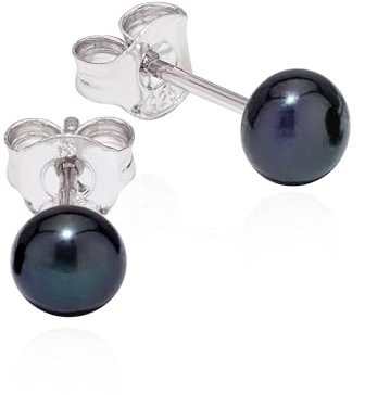 NKlaus Paire de clous d'oreilles Perle de Péacock 925 Argent Tahiti couleur Perle de culture 4mm Boucles d'oreilles 11290