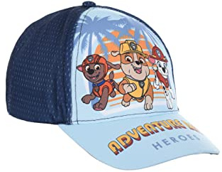 PAW PATROL Hut für Jungen, Baseball Kappe, Marshall Rubble und Zuma Design, Sommermütze, Geschenk für Jungen, Verstellbare Hut | Blau