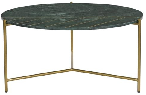 Runder Design-Couchtisch aus grünem Marmor und Messing D 90 cm Sillon