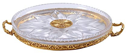 Grande Assiette de Fruits Ronde, Assiettes de Fruits secs en Cristal Transparent, Plateau de Rangement pour gâteaux aux Noix, Table Basse