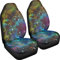Poceacles Bunte Galaxy Print Auto Sitzbezüge Set, 2 Pcs Auto Vordersitz Pads Auto Sitze Protector Innen Zubehör Eimer Sitzkissen Pads