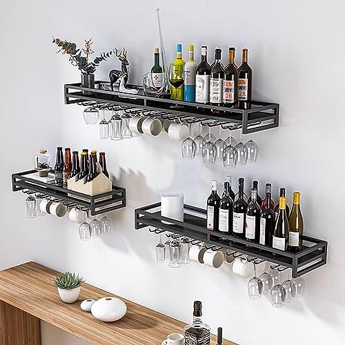 SAGIDAR Regal Weinglas Aufbewahrung, Weingläser Halter Aufhängen Schwarz/Weiß/Gold, Gläser-Aufbewahrung 60/80/100cm, Kratzfest Und Rostfrei, Glatte Oberfläche, Umgekehrter Weinglashalter