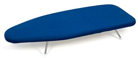 Duwee Tisch-Bügelbrett, Bügeltisch mit hitzebeständigem Bezug, extra Dicke Filzpolsterung, klappbare Edelstahlbeine, blau, 31 x 74,5 cm