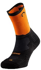 Lurbel Trail Socken Rise Five, atmungsaktiv, Anti-Blasen, Unisex, Laufsocken, hohe Socken, Schwarz / Orange, S