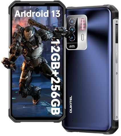 OUKITEL WP27 Rugged Smartphone Unlocked - 12GB+256GB Android 13 Rugged Phone, 8500mAh 6.8 120Hz Display 64MP+20MP Night Vision Camera, Mobile Phones for NFC GPS, Face Unlocked- Black