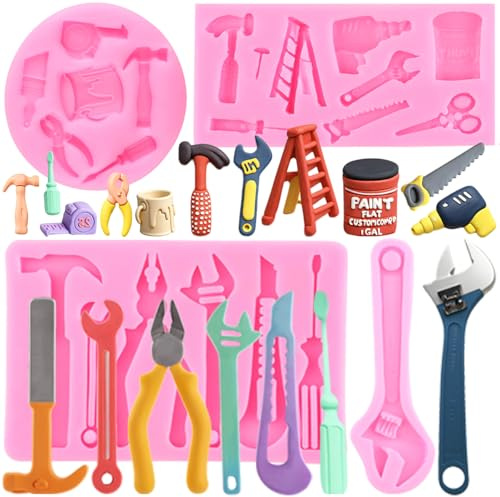 RFGHAC Hand Tools Silicone Mould Construction Tools Chocolate Fondant Moulds Wrench Mould for Candy Cake Decorating Cupcake Topper Gum Paste Polymer Clay Set of 4