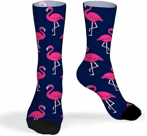 Wpamlrta Chaussettes unisexes amusantes cadeaux pour femmes hommes chaussettes fantaisie Crew chaussettes, Flamant rose, taille unique