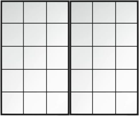 vidaXL Wall-mounted Metal Mirrors - 2 pcs Black, 100x60 cm, Easy to Install - Classic Design for Bedroom, Living Room, Bathroom & Vanity