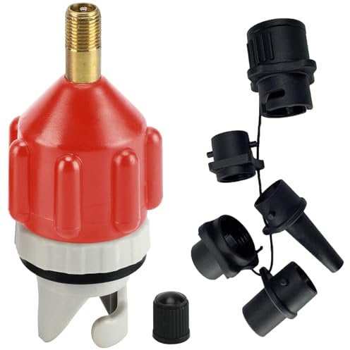 yuejuhe SUP Adapter für Kompressor, Schlauchboot Ventiladapter mit 4 Stück Gasdüse Zubehör für Surf, Pumpenadapter für Stand up Paddling Board, Aufblasbares Bett (Orange)