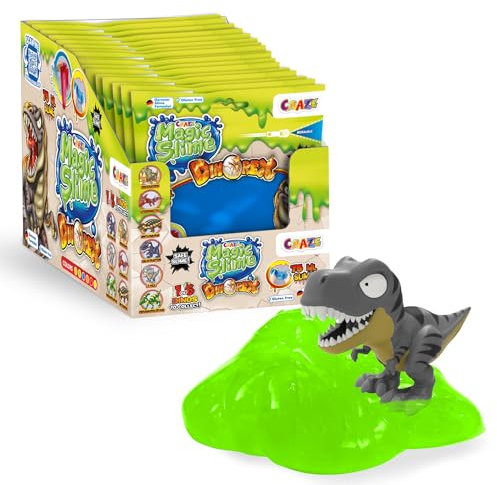 CRAZE Magic Slime Bag Surprise Dino 18er Pack | Schleim Kinder im Beutel 18x 75ml mit Dinosaurierfigur im Inneren, Slime Set mit Überraschung, geruchsneutral, rückstandsfrei
