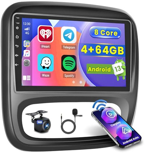 Hikity [ 8 Core 4GB+64GB ] für Opel Vivaro B/Renault Trafic/FIAT Talento/Nissan NV300, 9 Bildschrim Auto Radio, Android 15 Autoradio, Wireless CarPlay Android Auto, mit Navi, Rückfahrkamera