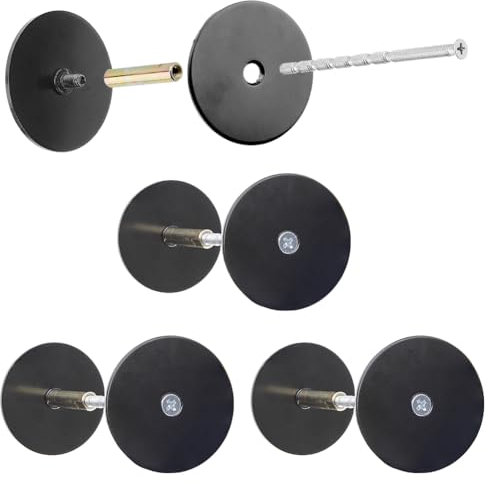SUPERFINDINGS 4 Sets Steel Door Hole Filler Plate Black Door Hole Cover Plate Deadbolt Cover Plate with Connecting Screws for Repair Door 2inch