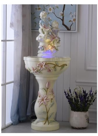 Wasserspiel im Freien Engel-Wasserbrunnen-Dekoration, Wohnzimmer-Innenhof-Boden-Heimdekoration, Wasserspiel, kreatives Aquarium Wasserspiele für den Garten(Color:B)