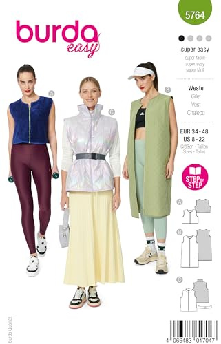 burda easy Schnittmuster Damen (Long) Weste Gr. 34-48