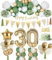 Deko 30 Geburtstag Frauen,Deko 30 Geburtstag Mann,Geburtstagsdeko 30 Männer Frauen, geburtstagsdeko 30 Party Set,Avocado Grüne Gold Luftballons mit Happy Birthday Deko Banner konfetti für Frau Mann